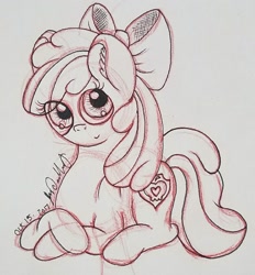 Size: 1474x1591 | Tagged: safe, artist:sydneypaullet, apple bloom, earth pony, pony, g4, female, filly, sketch, solo, traditional art