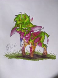 Size: 3072x4096 | Tagged: safe, artist:maj, arizona (tfh), cow, undead, worm, zombie, them's fightin' herds, community related, halloween, holiday, solo, traditional art