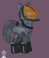 Size: 4245x5021 | Tagged: safe, artist:devorierdeos, oc, oc only, pegasus, pony, fallout equestria, clothes, costume, enclave, full body, grand pegasus enclave, pegasus oc, ppe, scientist, simple background, solo, standing