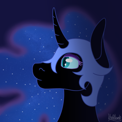 Size: 1000x1000 | Tagged: safe, artist:lilsoftlamb, nightmare moon, pony, g4, bust, portrait, solo