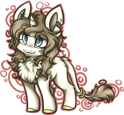 Size: 588x545 | Tagged: safe, artist:sketchytwi, oc, oc only, pony, unicorn, chest fluff, colored hooves, eyelashes, female, horn, jewelry, leonine tail, mare, ring, simple background, smiling, solo, tail, tail ring, transparent background, unicorn oc