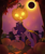 Size: 1630x1937 | Tagged: safe, artist:rexyseven, oc, oc only, oc:amethyst arkin, pony, clothes, eclipse, halloween, holiday, jack-o-lantern, leggings, moon, night, pumpkin, pumpkin head, socks, solo