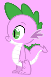 Size: 379x576 | Tagged: safe, artist:therainbowkingdom69, spike (g1), dragon, g1, g4, baby, baby dragon, cute, g1 spikabetes, g1 to g4, generation leap, male, pink background, simple background, smiling, solo, teeth