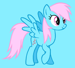 Size: 639x584 | Tagged: safe, artist:therainbowkingdom69, wind whistler, pegasus, pony, g1, g4, blue background, cute, female, g1 to g4, generation leap, mare, raised hoof, raised leg, simple background, smiling, solo, whistlerbetes