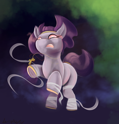 Size: 2130x2220 | Tagged: safe, artist:dolphinwarrior, oc, oc only, oc:mummydew, earth pony, pony, undead, ankh, curse, cute, egyptian, egyptian pony, female, filly, foal, golden horseshoes, halloween, high res, holiday, mummy, nightmare night, solo, spooky
