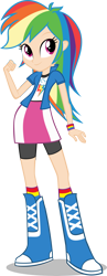 Size: 3500x9016 | Tagged: safe, artist:deathnyan, color edit, edit, rainbow dash, equestria girls, g4, absurd resolution, boots, clothes, colored, cute, dashabetes, eqg promo pose set, female, human coloration, rainbow socks, shoes, simple background, skin color edit, smiling, socks, solo, striped socks, trace, transparent background, vector
