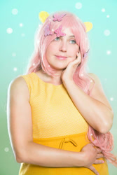 Size: 667x1000 | Tagged: safe, artist:mikanchan, fluttershy, human, g4, clothes, cosplay, costume, cute, irl, irl human, photo