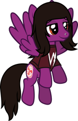 Size: 959x1489 | Tagged: safe, artist:lightningbolt, derpibooru exclusive, pegasus, pony, g4, .svg available, clothes, flying, lidded eyes, male, nose piercing, pierce the veil, piercing, ponified, shirt, show accurate, simple background, smiling, solo, spread wings, stallion, svg, t-shirt, transparent background, vector, vic fuentes, wings