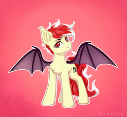 Size: 2000x1838 | Tagged: safe, artist:inowiseei, oc, oc only, oc:aaaaaaaaaaa, bat pony, pony, bat pony oc, bedroom eyes, looking at you, male, male oc, pony oc, solo, spread wings, stallion, stallion oc, wings