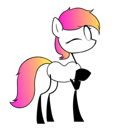 Size: 1000x1000 | Tagged: safe, artist:alexi148, oc, oc only, earth pony, pony, female, looking at you, mare, one eye closed, pointing, simple background, solo, stickmare, white background, wink