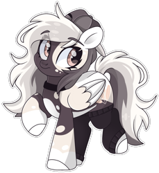 Size: 1419x1551 | Tagged: safe, artist:cinnamontee, oc, oc only, oc:bethany goldfeathers, pegasus, pony, backwards ballcap, baseball cap, cap, clothes, female, hat, leg warmers, mare, simple background, solo, transparent background