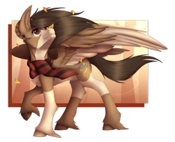 Size: 2553x2071 | Tagged: safe, artist:fluxittu, oc, oc only, oc:autumn breeze, pegasus, pony, clothes, female, high res, leaves, mare, scarf, simple background, solo, striped scarf, transparent background, unshorn fetlocks
