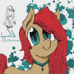 Size: 1000x1000 | Tagged: safe, artist:igorbanette, oc, oc only, earth pony, pony, ankh, jewelry, looking at you, necklace, solo