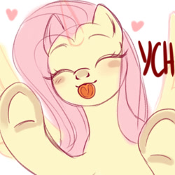 Size: 1500x1500 | Tagged: safe, artist:nika-rain, fluttershy, pegasus, pony, g4, against glass, any gender, any race, auction, auction open, commission, eyes closed, glass, licking the fourth wall, mlem, silly, solo, tongue out, ych example, your character here