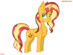 Size: 960x720 | Tagged: safe, artist:madlilon2051, sunset shimmer, pony, unicorn, g4, chest fluff, ear fluff, eyelashes, female, horn, mare, simple background, smiling, solo, transparent background