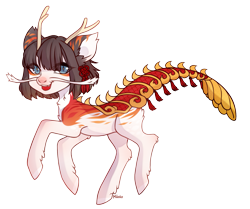 Size: 1645x1377 | Tagged: safe, artist:miioko, oc, oc only, hybrid, pony, antlers, simple background, smiling, solo, transparent background
