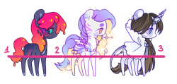 Size: 684x325 | Tagged: safe, artist:miioko, oc, oc only, earth pony, pony, unicorn, base used, clothes, earth pony oc, ethereal mane, horn, simple background, starry mane, transparent background, unicorn oc