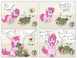 Size: 2048x1536 | Tagged: safe, artist:fluffsplosion, pinkie pie, fluffy pony, g4, comic, fourth wall, hape, hug, jellenheimer, personal space invasion