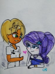 Size: 720x960 | Tagged: safe, artist:tong2602kn, ragamuffin (g4), rarity, equestria girls, g4, female, male, rarimuffin, shipping, straight, traditional art