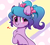Size: 5032x4547 | Tagged: safe, artist:kittyrosie, izzy moonbow, pony, unicorn, g5, my little pony: a new generation, abstract background, absurd resolution, alternate hairstyle, blushing, chest fluff, cute, female, fluffy, happy, heart, izzybetes, looking at you, mare, ponytail, simple background, smiling, smiling at you, solo, starry eyes, unshorn fetlocks, wingding eyes