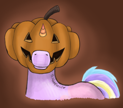Size: 2812x2480 | Tagged: safe, artist:lil_vampirecj, oc, oc only, pony, unicorn, art, commission, digital art, halloween, high res, holiday, photo, pumpkin, solo, ych result