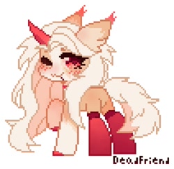 Size: 848x824 | Tagged: safe, artist:dedfriend, oc, oc only, pony, unicorn, :3, blushing, butt, clothes, ear fluff, female, looking at you, mare, one eye closed, pixel art, plot, raised hoof, simple background, socks, solo, wink