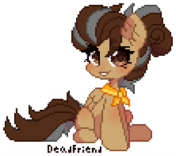 Size: 888x784 | Tagged: safe, artist:dedfriend, oc, oc only, pegasus, pony, ear fluff, female, looking at you, mare, pixel art, simple background, sitting, solo, white background