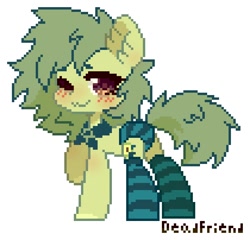 Size: 840x808 | Tagged: safe, artist:dedfriend, oc, oc only, earth pony, pony, :3, ambiguous gender, blushing, butt, clothes, ear fluff, looking at you, one eye closed, panties, pixel art, plot, raised hoof, simple background, socks, solo, striped socks, striped underwear, underwear, white background, wink