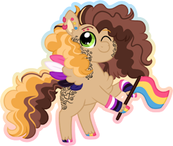 Size: 2166x1838 | Tagged: safe, artist:queenderpyturtle, pegasus, pony, chibi, colored wings, female, genderfluid pride flag, mare, multicolored wings, one eye closed, pansexual pride flag, pride, pride flag, simple background, solo, transparent background, wings, wink