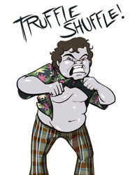 Size: 800x1019 | Tagged: safe, artist:bradsmith20, color edit, edit, truffle shuffle, human, g4, belly button, chubby, chunk, colored, crossover, disturbing, fat, humanized, male, pony coloring, pun, simple background, solo, the goonies, visual pun, white background