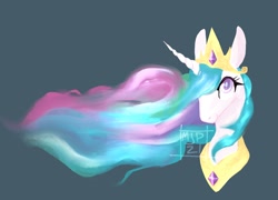 Size: 2012x1446 | Tagged: safe, artist:guacbird, princess celestia, alicorn, pony, g4, bust, female, simple background, solo