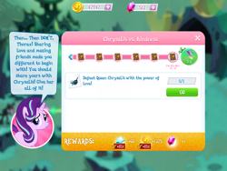 Size: 2048x1536 | Tagged: safe, gameloft, starlight glimmer, changedling, changeling, pony, unicorn, g4, to where and back again, game screencap, gem, implied thorax
