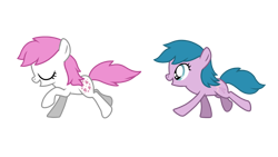 Size: 1280x720 | Tagged: safe, artist:elidapony64, baby half note, baby sundance, earth pony, pony, g1, g4, baby, baby hawwlf note, baby pony, baby sundawwnce, chase, cute, duo, eyes closed, female, filly, g1 to g4, generation leap, open mouth, open smile, running, simple background, smiling, transparent background, vector