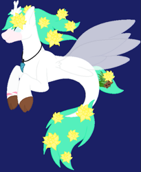 Size: 501x610 | Tagged: safe, artist:sina142, oc, oc only, seapony (g4), blue background, clothes, dorsal fin, fin wings, fins, fish tail, flowing mane, flowing tail, green mane, jewelry, male, necklace, simple background, solo, tail, wings