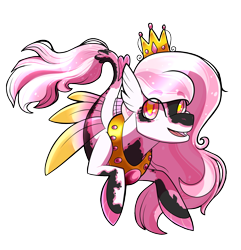 Size: 1256x1305 | Tagged: safe, artist:eternity9, oc, oc only, seapony (g4), corwn, crown, dorsal fin, fin wings, fins, fish tail, flowing mane, flowing tail, jewelry, male, open mouth, pink mane, prince, regalia, simple background, smiling, solo, tail, transparent background, wings, yellow eyes