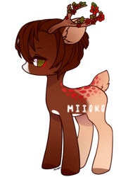Size: 769x968 | Tagged: safe, artist:miioko, oc, oc only, pony, antlers, base used, holly, simple background, solo, transparent background