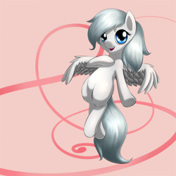 Size: 1700x1700 | Tagged: safe, artist:renatethepony, oc, oc only, pegasus, pony, abstract background, eyelashes, featureless crotch, female, flying, hoof on chest, mare, pegasus oc, smiling, solo, wings