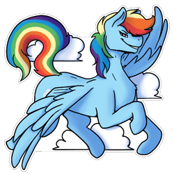 Size: 600x600 | Tagged: safe, artist:sursiq, rainbow dash, pegasus, pony, g4, cloud, flying, simple background, smiling, solo, transparent background, wings