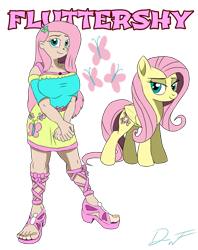 Size: 795x1005 | Tagged: safe, artist:holdenwolfart, fluttershy, human, pegasus, pony, g4, breasts, busty fluttershy, clothes, cutie mark, cutie mark on clothes, female, human ponidox, humanized, self ponidox, simple background, smiling, transparent background