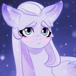 Size: 1080x1080 | Tagged: safe, artist:annvakki, oc, oc only, pegasus, pony, sad, snow, snowfall, solo