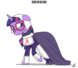 Size: 5400x4725 | Tagged: safe, artist:docwario, twilight sparkle, pony, unicorn, g4, absurd resolution, clothes, costume, crying, dress, female, floppy ears, glasses, halloween, halloween costume, holiday, looking away, mare, sad, simple background, solo, teary eyes, the scarlet letter, trollight sparkle, twitober, unicorn twilight, white background