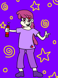 Size: 1024x1366 | Tagged: safe, berry punch, berryshine, human, g4, coca-cola, drunk, go home you're drunk, hallucination, humanized, looking at you, pointing, soda, solo