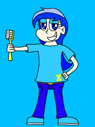 Size: 1024x1366 | Tagged: safe, minuette, human, g4, brushie, brushie brushie, hand on hip, humanized, looking at you, smiling, smiling at you, toothbrush