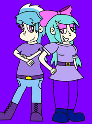 Size: 1024x1366 | Tagged: safe, artist:gemmygod, cloudchaser, flitter, human, g4, crossed arms, hand on hip, humanized, looking at each other, smiling, smiling at each other