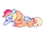 Size: 1411x1000 | Tagged: safe, artist:risswm, applejack, rainbow dash, earth pony, pegasus, pony, g4, blushing, eyes closed, female, lesbian, lying down, mare, ponytober, prone, ship:appledash, shipping, simple background, sleeping, white background, wing blanket, winghug, wings