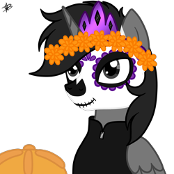 Size: 3000x3000 | Tagged: safe, artist:princessmoonsilver, oc, oc only, alicorn, pony, cempasúchil, dia de los muertos, female, high res, mare, pan de muerto, simple background, solo, transparent background