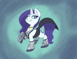 Size: 2475x1913 | Tagged: safe, artist:leadhooves, rarity, pony, unicorn, g4, abstract background, alternate hairstyle, clothes, costume, dress, fangs, female, halloween, halloween costume, jewelry, mare, necklace, solo, stockings, thigh highs, vampire costume