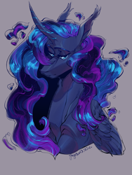 Size: 1500x2000 | Tagged: safe, artist:yuyusunshine, princess luna, alicorn, pony, g4, bust, portrait, solo