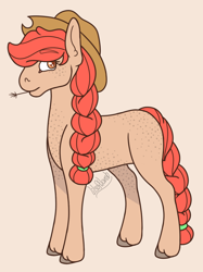 Size: 614x823 | Tagged: safe, artist:lilsoftlamb, applejack, earth pony, pony, g4, alternate design, simple background, solo