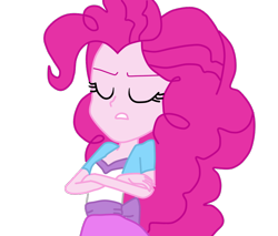 Size: 900x768 | Tagged: safe, artist:herusann, pinkie pie, equestria girls, g4, my little pony equestria girls, bust, clothes, eyelashes, eyes closed, female, frown, simple background, solo, transparent background
